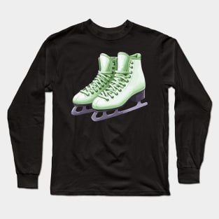 Pastel Green Ice Skating Boots Long Sleeve T-Shirt